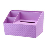 Multifuctional Tissue Box Storage Organizer Ipad Remote Control Holder, Purple