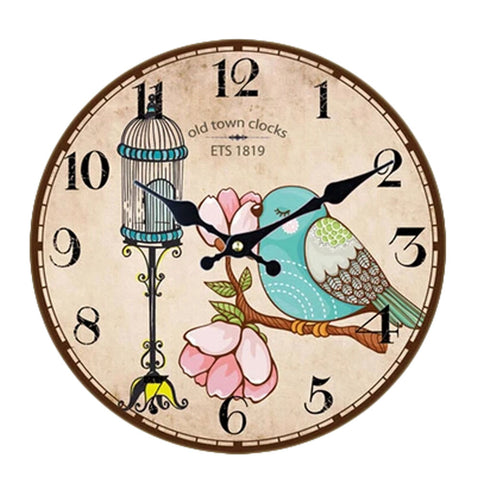Vintage/Country Style Wooden Silent Round Wall Clocks Decorative Clocks,G