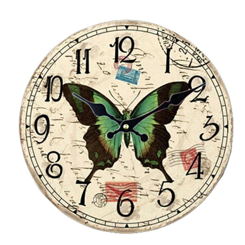 Vintage/Country Style Wooden Silent Round Wall Clocks Decorative Clocks,N
