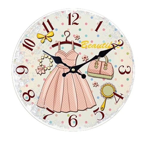 Vintage/Country Style Wooden Silent Round Wall Clocks Decorative Clocks,T
