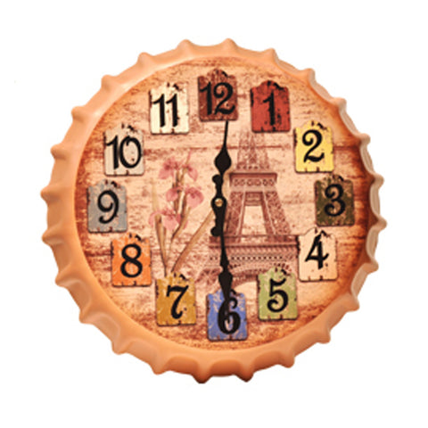 Crown Bottle Cap Retro Wall Clock Adornment Bracket Clock Silent Wall Decor C