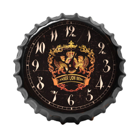 Crown Bottle Cap Retro Wall Clock Adornment Bracket Clock Silent Wall Decor D