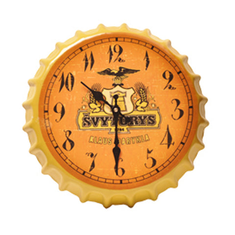 Crown Bottle Cap Retro Wall Clock Adornment Bracket Clock Silent Wall Decor E