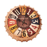 Crown Bottle Cap Retro Wall Clock Adornment Bracket Clock Silent Wall Decor H