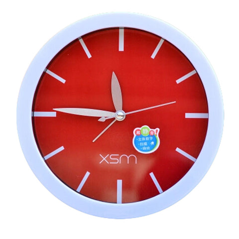 Silent Round Wall Clocks Living Room Alarm Clock Desk Clock, Red