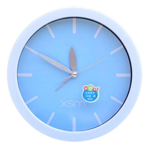Silent Round Wall Clocks Living Room Alarm Clock Desk Clock, Blue