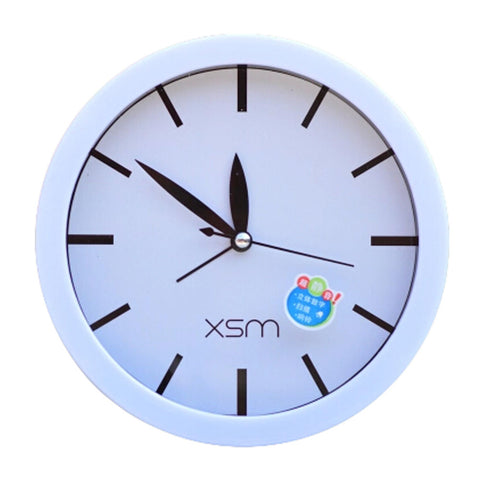 Silent Round Wall Clocks Living Room Alarm Clock Desk Clock, White