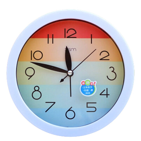 Rainbow Silent Round Wall Clocks Living Room Alarm Clock Desk Clock