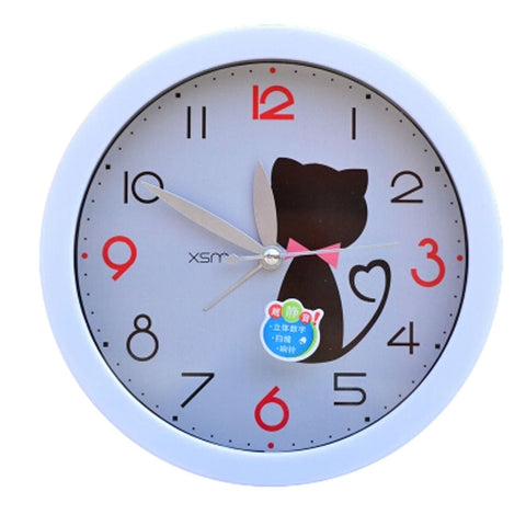 Silent Round Wall Clocks Living Room Alarm Clock Desk Clock, Cat