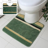 U-shaped Flower Nonslip Toilet Rug Bath Mats Bathroom Carpet Mat, Dark Blue