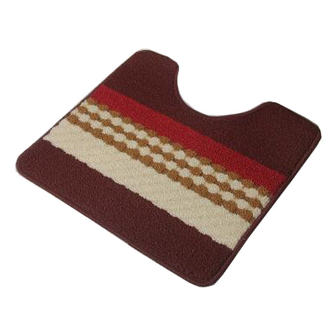 U-shaped Stripe Nonslip Toilet Rug Bath Mats Bathroom Carpet Mat, Dark Brown