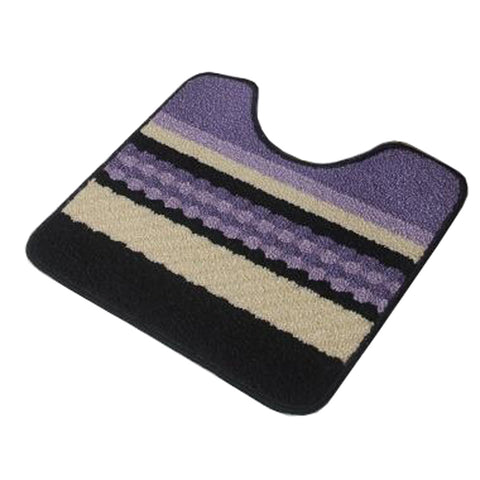 U-shaped Stripe Nonslip Toilet Rug Bath Mats Bathroom Carpet Mat, Black