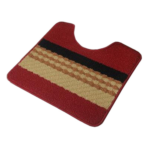 U-shaped Stripe Nonslip Toilet Rug Bath Mats Bathroom Carpet Mat, Red