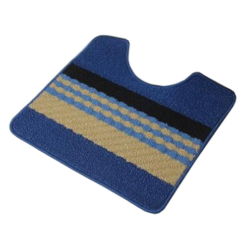 U-shaped Stripe Nonslip Toilet Rug Bath Mats Bathroom Carpet Mat, Blue