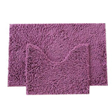 Nonslip A Set of Soft Chenille U-shaped Toilet Rug Bath Mats Bathroom Carpet Mat, Purple