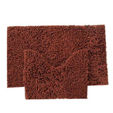 Nonslip A Set of Soft Chenille U-shaped Toilet Rug Bath Mats Bathroom Carpet Mat, Coffee