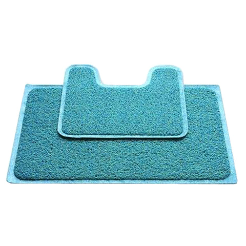 A Set of  Nonslip PVC U-shaped Toilet Rug Bath Mats Bathroom Carpet Mat, E