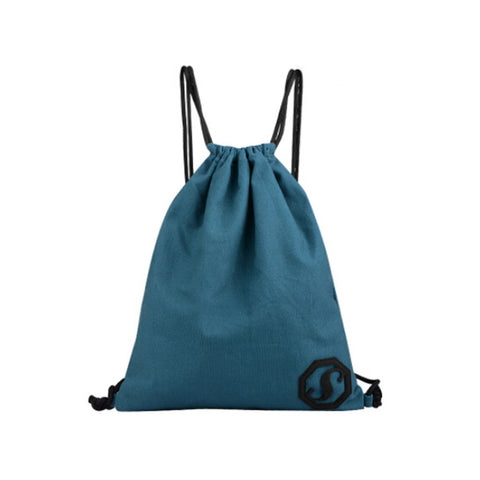 Travel Storage Bags Casual Sports Backpack Drawstring Bag, Cyan-Blue