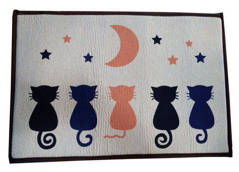 Bedroom Carpet Kitchen Bathroom Non-slip Cotton Door Mat (40 By 60cm)Five Cats