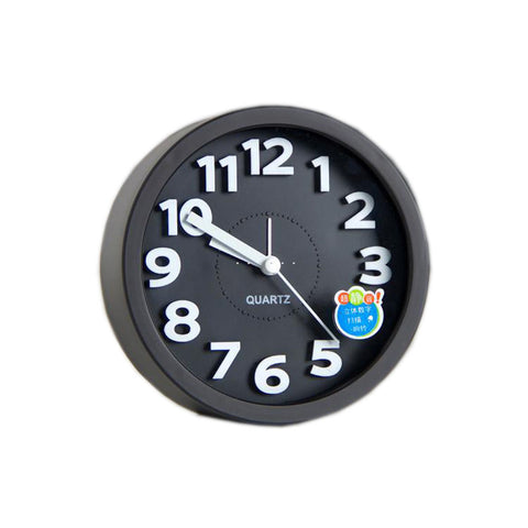 Desk Candy Colors Creative Small Alarm Clock with Loud Alarm Bell (Round,Black)