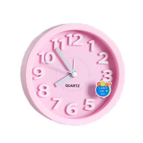 Desk Candy Colors Creative Small Alarm Clock with Loud Alarm Bell (Round,Pink)