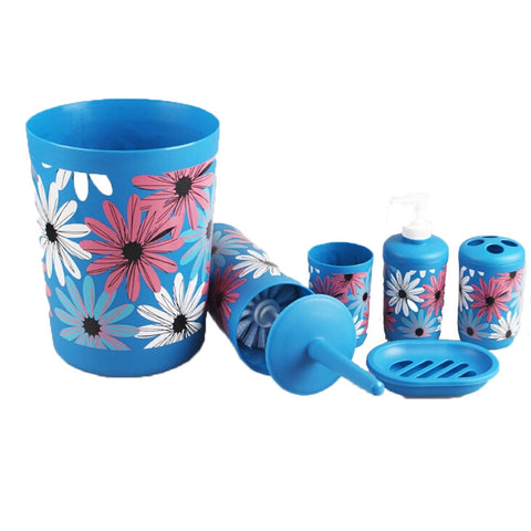 Plastic Bathroom Ware/Trash Can/Soap holder/Gargle Cup/Toothbrush holder(Blue)