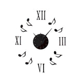 Home Decor Modern Wall Clocks Wood Wall Clocks DIY Musical Note Wall Sticker 12"