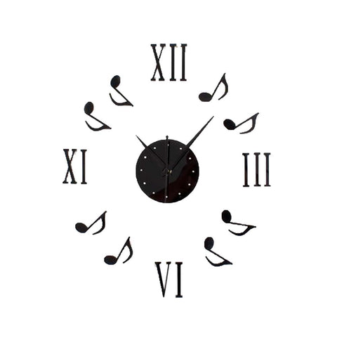 Home Decor Modern Wall Clocks Wood Wall Clocks DIY Musical Note Wall Sticker 12"