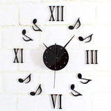 Home Decor Modern Wall Clocks Wood Wall Clocks DIY Musical Note Wall Sticker 12"