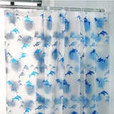 Cute Dolphin Cartoon Bathroom Shower Thick Waterproof Curtain(Multicolor)