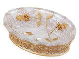 Bathroom Resin Shower Soap Box/ Creative Soap Dish/ Decorative Bath Soap Holder (Golden Flower)
