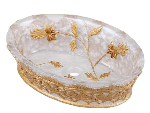 Bathroom Resin Shower Soap Box/ Creative Soap Dish/ Decorative Bath Soap Holder (Golden Flower)