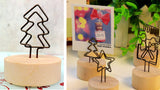 Set of 5 Wooden Creative Memo Holders Message Notes Postcard Photo Clips Memo Clip Decoration # 5