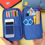 Canvas Multipurpose Stationery Pouch Pencil Case Pen Bag School Supplies - Blue