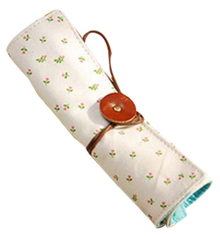 Pencil Pouch Cute Stylish Simplicity Small Fresh Canvas Roll Pencil Cases