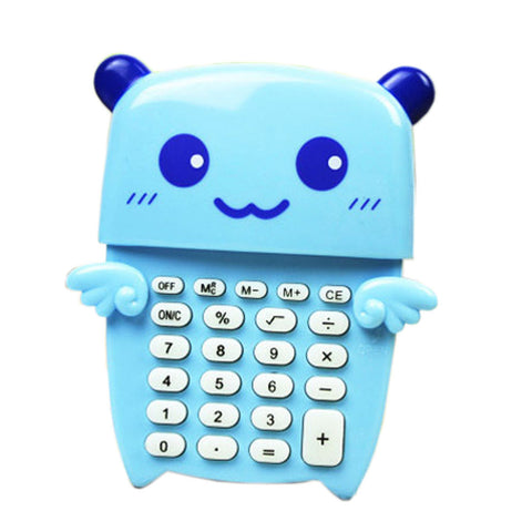 Creative Portable 8 Digitals Blue Little Bear Mini Solar Pocket Calculator