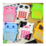 Creative Portable 8 Digitals Blue Little Bear Mini Solar Pocket Calculator