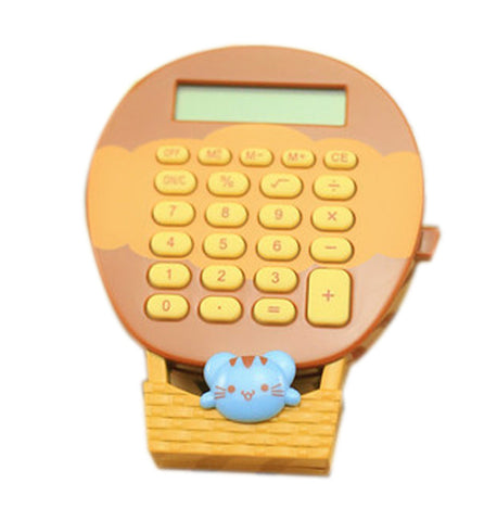 8 Digits LCD Display Ballon Shape Business Mini Calculator, Brown