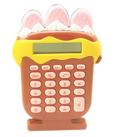 8 Digits LCD Display Strawberry ice cream Shape Business Mini Calculator, Brown