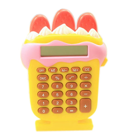 8 Digits LCD Display Strawberry ice cream Shape Business Mini Calculator, Yellow