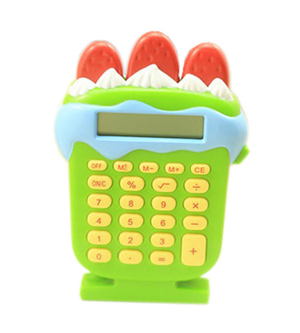 8 Digits LCD Display Strawberry ice cream Shape Business Mini Calculator, Green