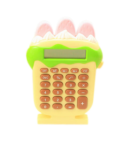 8 Digits LCD Display Strawberry ice cream Shape Business Mini Calculator, Yellow