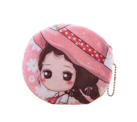 3 Pieces Of Lovely Cartoon Girl With Hat Coin Purses/Key Cases