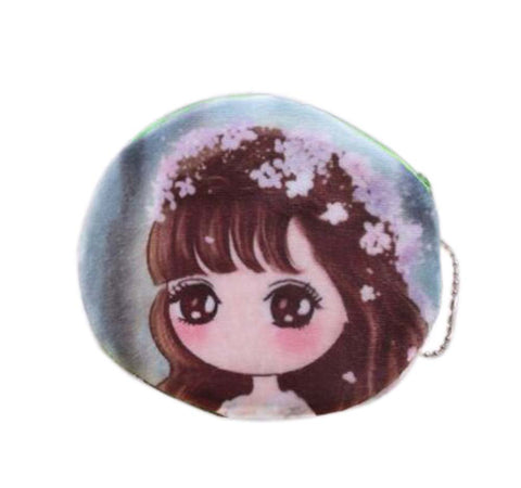 3 Pieces Of Lovely Cartoon Girl With Flowers Coin Purses/Key Cases