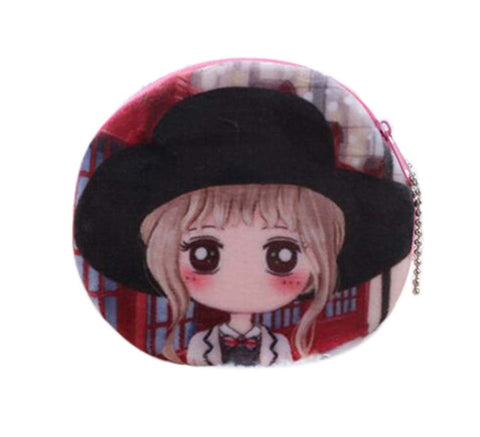 3 Pieces Of Fashion Cartoon Girl With Black Hat Coin Purses/Key Cases