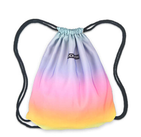 Gradient Folding Sport Backpack Drawstring Home Travel Storage Use String Bag