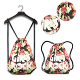 Sport Drawstring Backpack Travel Storage String Bag Retro Flower Country Style