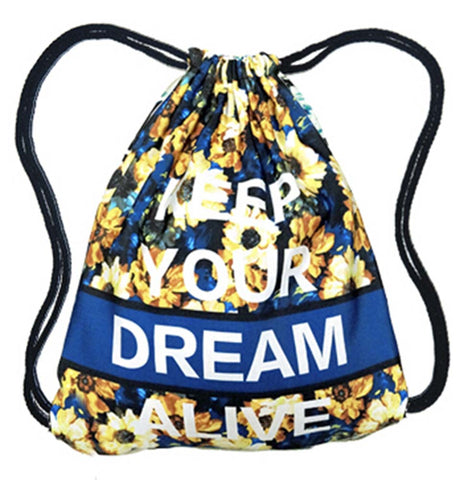 Retro Flower Drawstring Backpack Travel Storage Sport String Bag Preppy Look
