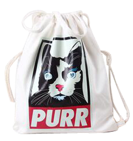 Cheap Canvas Drawstring Backpack Bag Stylish Lightweight String Bag Cat
