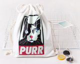 Cheap Canvas Drawstring Backpack Bag Stylish Lightweight String Bag Cat